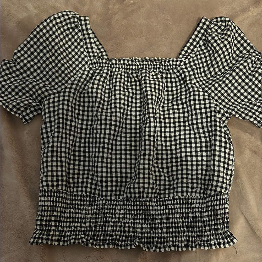 Art Class Black and White Checkered Blouse